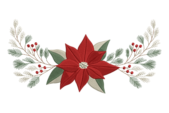 Christmas Poinsettia and Pine Embroidery Design Review
